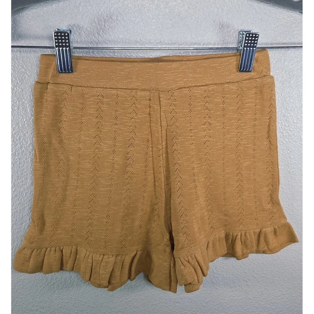 Kate Quinn Pointelle Ditsy Oatmeal Flower‎ Peplum Top & Ruffle Shorts Set 8Y NWT